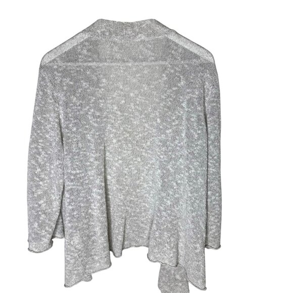 Eileen Fisher Tan Linen-Blend Open Front Semi-Sheer Knit Spring Cardigan, 1X - Picture 2 of 8